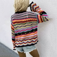Cardigan za žene Trendy Striped džemper Lose Rainbow Boja Podudaranje džemper jakna