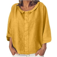Safuny ženske pamučne platnene majice Trendne košulje za odmor, dugi rukav okrugli vrat Patchwork casual