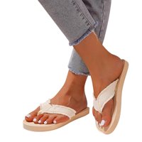 Ženske ravne sandale Čvrsto boje Flip flops Papuče na plaži Fashion Beach Papuče cipele Bež 39