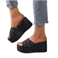 Snoarin Womens Platform sandale klizne sandale Sequin visoke pete Udobne cipele Debele jedinice papuče