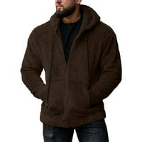 Zimske plišane termičke jakne za muškarce dugih rukava Mekani za toplu praznični kaput Fit Fit Modne klasične jakne smeđe, 2xL