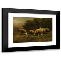 Thomas Bigelow Craig Crni moderni uokvireni muzej umjetnički print pod nazivom - ovce u pašnjaku