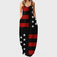 OAVQHLG3B Američka zastava ljetna haljina za žene 4. srpnja odijelo za žene bez rukava tisak V-izrez