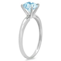1.5ct okrugli rez plavi simulirani dijamant 18k Bijelo zlato Graviranje Izjava bridalne godišnjice Angažovanje