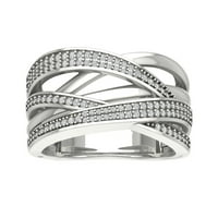 Araiya Sterling Silver Diamond Criss Cross Band prsten, Veličina 8.5