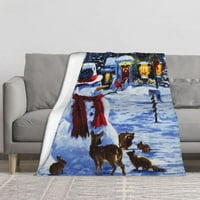 Božićna pokrivačica za krevet, svečana fleca baca pokrivač za djecu i odrasle - super mekani plišani snežni pokrivač