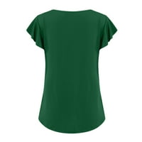 LeylayRay Ženski vrhovi ženske casual fasion solid boja O-izrez preklopni majica majica s kratkim rukavima,