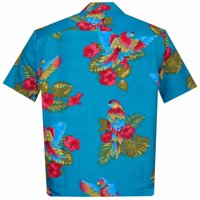 Havajska majica Mens Parrot Print Beach Aloha Party Tirquoise L
