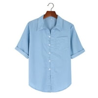 Shiusina Womens T košulje Casual Soft Traper majica Tops Blue Jean Gumb Short Bluza s kratkim rukavima svijetlo plava