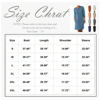 Ženske oblače Solid V-izrez Shift Dužina koljena Modna ruka ljetna haljina Khaki 2xl