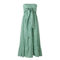 Aaimomet Majka odijela za mladenke za vjenčanje ženske kravate letnje ljetne haljine dugi rukav kvadratni vrat ruffle elastični struk Aline, zeleno s