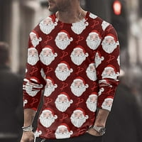 Muška majica muške božićne jesenski zimski majica s dugim rukavima okrugla izrez bluza puna tiskana