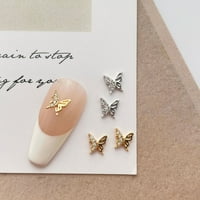 Dianhelloya Nail Art Dobavljači Manikure Kubični cirkonijski dekor ličnosti Geometrijski metalni leptir šuplji kruni Pribor za ukrašavanje za nokte