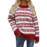 Puawkoer ženska odjeća jesen zima novi božićni okrugli vrat pletenje pulover džemper kaput ženske vrhove