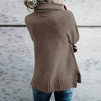 Huaai džemperi za žene Ženske modne pukotine dugih rukava, labav turtleneck pleteni džemper jeseni džempere