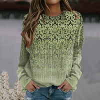 Gotyoou Ženski pulover za ispis za jesen i zimske džempere Dugih rukava Dugih rukava Tuničke vrhove