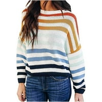Ženski džemper Rainbow Šareni prugasti džemperi Ležerne prilike pulover vrhova estetski džemper prugasti