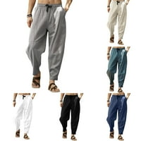 Muške pamučne posteljine hlače joggers casual elastične struke labave joge harem pantalone