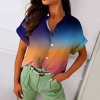 Majice Zpanxa za žene Labavi fit vrhovi poklopci Collar Printing Ležerne prilike kratkog košulja Orange