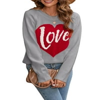 SUNISERY Ženski pulover zaljubljenih zaljubljenih dugih rukava CREWNECK Slatko srce pleteni džemper
