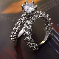Bazyrey prsten za žene Ženska okrugla Diamond unlaid moda puni dijamantni prsten kristalni prsten srebro