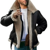 Duks za muškarce plus veličina -fur 'rever ovratnik dugih rukava kožna jakna Vintage stil zgušnjava