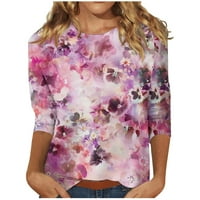 Žene ljetne vrhove Dužine rukavi čipke V izrez Dressy Tops Trendy cvjetni bluze T majice Ekousn