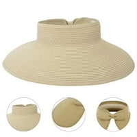 Jiaroswwei Ljetni ženski šešir čiste boje klasični šešir dekora slame za odmor za odmor