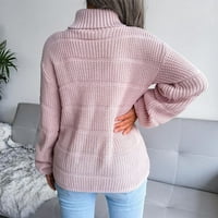 Zunfeo džemper za žene - čvrsti kabel dugih rukava pletenje vrhovi pulover Visoki vrat Lootni fit topli