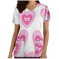 Štednja za Valentinovo košulje za žene Ženske radne uniforme Bluza Valentinovo, pulover s kratkim rukavima,
