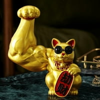 Farfi Resin Fortune Lucky Cat Ornament sa mišićnim rukom Kućni dekor kolekcionarstvo