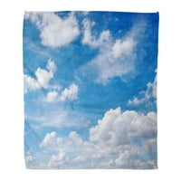 Bacanje pokrivača toplog ugodnog ispisa Flannel Day Blue nebo bijeli oblak Sunce sunčevo svjetlo Udobno
