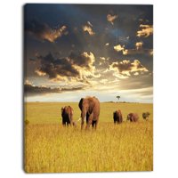 Dizajnerska umjetnost 'Grupa slonova u Afričkom fotografskom otisku na omotanu platno