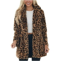 Ženski plišani zimski topli Leopard dugih rukava patchwork dame Tops odjeća