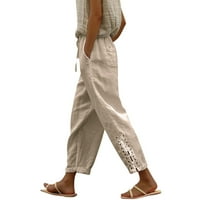 Ženske hlače Pogodne hlače visoke struke Kapris hlače sa džepovima široke noge obrezane hlače za žene hlače za posao sa loungom