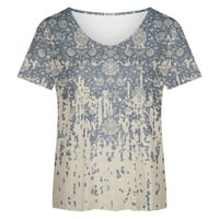 Stamzod Womens Ljetni vrhovi modna tiskana majica kratkih rukava bluza okrugli vrat casual vrhovi čišćenje