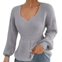PIMFYLM dugi pulover džemperi za žene pulover džemperi obrezane su sive l