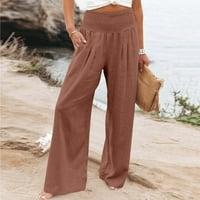 Lilgiuy ženske hlače sa širokim hlačama u širokim strukom, casual pantalone rugane fleta ripstop komunalna pant