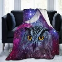 Cool Owl Debet Ispis Flannel Comfort Soft Soft Top Glow Owl Bake za kauč za kauč za kauč za tinejdžerke