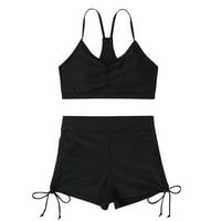 Žene kupaćih kostimi Žene Vintage kupaći kostim Dva retro Halter Ruched High Sheik Print Bikini set
