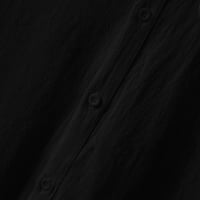 Vivianyo HD muški dugi rukavi za čišćenje muških muških pamučnih i posteljina kardigan rukav džepne rukave sa šljivom sa dugim rukavima rever majica bluza bluza crna