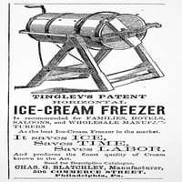 Zamrzivač sladoleda, 1872. Nadveštaj za Tingley's Patent zamrzivač patenta zamrzivač iz američke novine