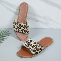 Verpetridure Ženske sandale za pete Žene Ljetne modne ravne papuče Okrugli prsti Leopard Ispiši casual
