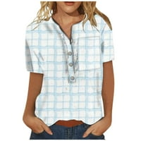 Žene ljetne vrhove Trendy V izrez Slatki gumb Up Comfy T majice za žene kratkih rukava Bluze vrhovi