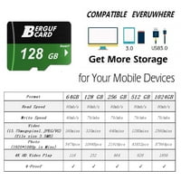 128GB Flash memorijska kartica velike brzine sa SD adapterom, kompatibilna za pametne telefone, tablete, kamere i još mnogo toga