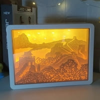 Lomubue Bedside Rechargeble Romantični višeslojni papir graviranje višenamjenske atmosfere ukrašava toplo 3D ogledalo rezbarenje za rezbarenje noćnog svjetla
