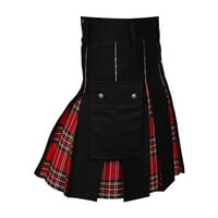 Yubnlvae hlače za muškarce muške modne škotske stil natkriveni kontrastni džep u boji plutana suknja