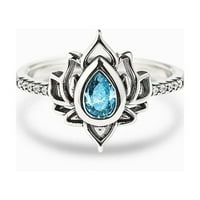 Yubnlvae prstenovi poklon prsten poklon s sa zirkom na angažovanim poklon repom valentinovo ružičasto za ljubavnika vjenčana ženska dnevna godišnjica prstenaste prstenje plave 6