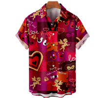 Ružičasta Ljubav Heart Summer Muške havajske dječake Košulje Djeca Vintage 3D Ispiši labave majice Muške