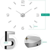 Junovo Zidni sat Framemeni DIY zidni sat Moderni 3D zidni sat sa zrcalnim brojeva naljepnice za zidne